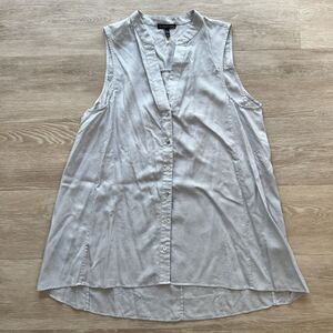 Eileen Fisher Sleeveless Button Up Tunic Top Geyser-Size M